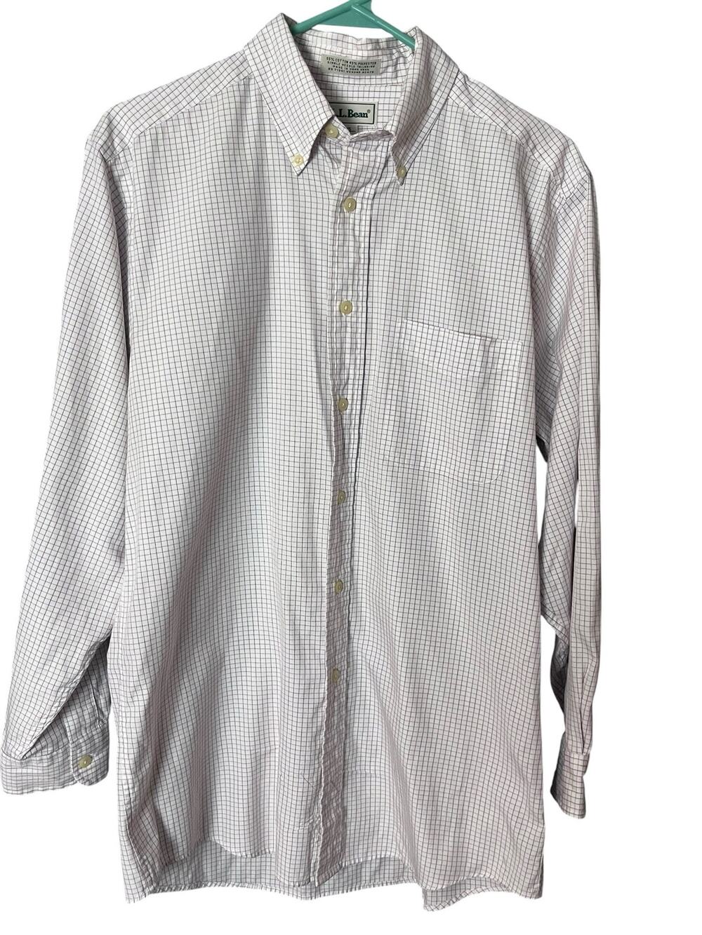 L.L. Bean Men’s Brown Checked Dress Shirt 15/32 Single Needle Tailoring Workwear